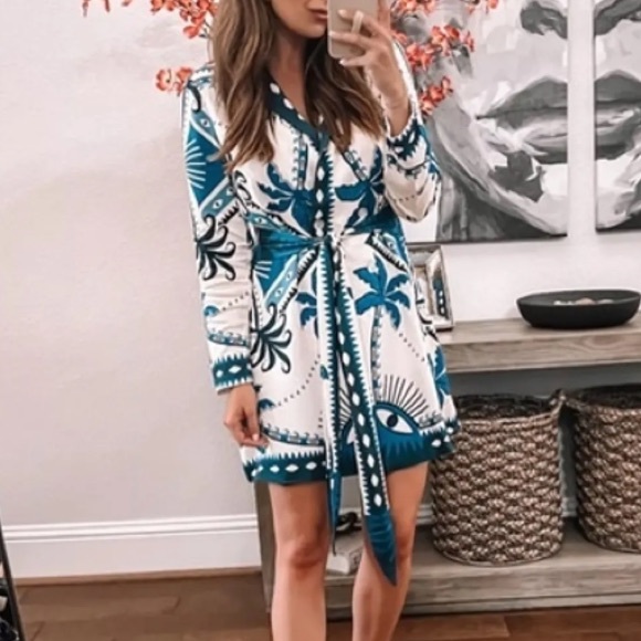 LAST ONE! New FARM Rio Long Sleeve Wrap Blazer Dress NWT - Picture 2 of 5